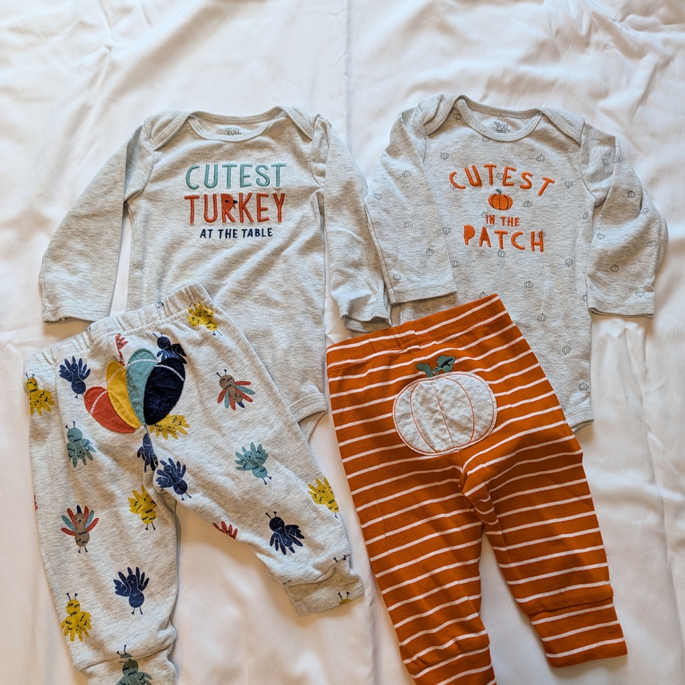 Carter's Festive Baby Onesie Set - Turkey And Pumpkin